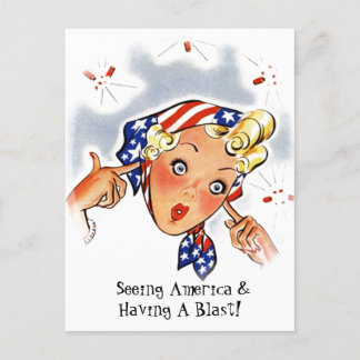 Postal Festiva Viaje de Viaje Retro America Viaje Viendo Estados 