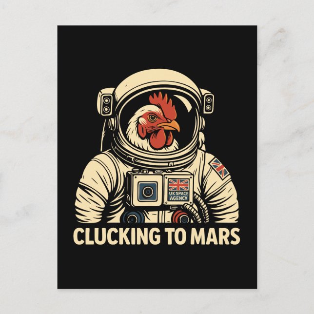 Postal Festiva Viaje espacial de pollo astronauta (Anverso)