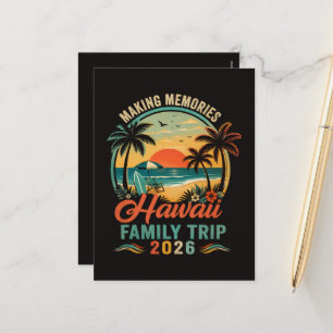 Postal Festiva Viaje Familiar a Hawái Atardecer Tropical 2026