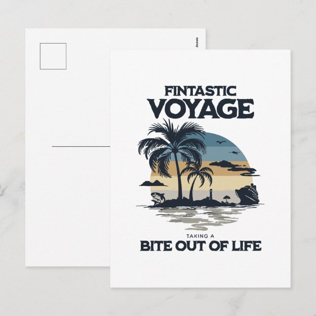 Postal Festiva Viaje Fintástico Tomando un Bocado de la Vida (Anverso / Reverso)