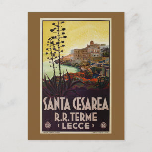 Postal Festiva Viaje italiano de época Santa Cesarea Terme Lecce