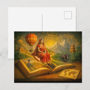 Postal Festiva Viaje mundial de un clásico libro de viajes