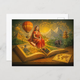 Postal Festiva Viaje mundial desde el libro de viajes clásico