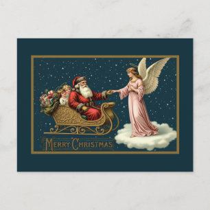 Postal Festiva Viaje Navideño Celestial Vintage