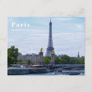 Postal Festiva Viaje París Francia Torre Eiffel y Río Sena