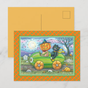 POSTAL FESTIVA VIAJE POR CARRETERA HALLOWEEN, AMIGOS DE JACK Y GA