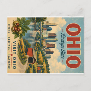 Postal Festiva Viaje por el paisaje escénico del estado Buckeye d