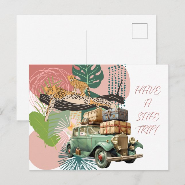 Postal Festiva Viaje Seguro (Anverso / Reverso)
