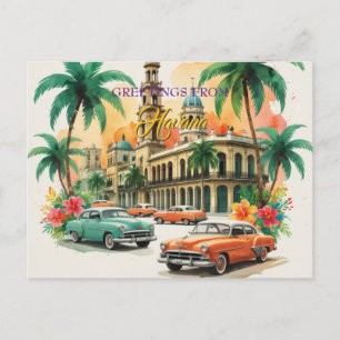 Postal Festiva Viajes de la Cuba de la Vintage - Saludos desde La
