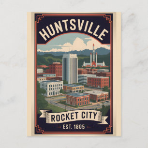 Postal Festiva Viajes Retro a Huntsville Alabama