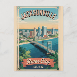 Postal Festiva Viajes Retro Jacksonville Florida