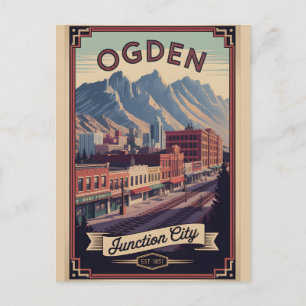 Postal Festiva Viajes Retro Vintage Ogden Utah