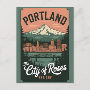 Postal Festiva Viajes Retro Vintage Portland Oregon