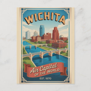 Postal Festiva Viajes Retro Vintage Wichita Kansas