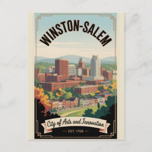 Postal Festiva Viajes Retro Vintage Winston-Salem Carolina del No