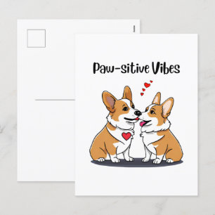 Postal Festiva Vibes Corgis enamorados