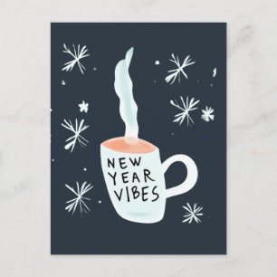 Postal Festiva Vibes de Año Nuevo fumando barba