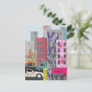 Postal Festiva Vibraciones de la Ciudad de Primavera   Arte Urban