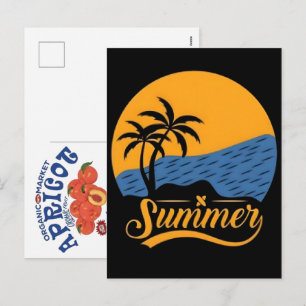 Postal Festiva Vibraciones de Verano Playa Retro-Vintage Soleado 