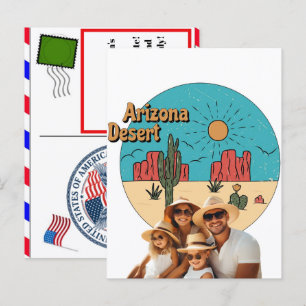 Postal Festiva Vibraciones del desierto de Arizona con cactus y m