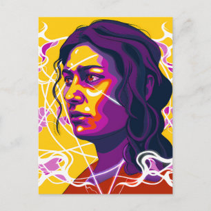 Postal Festiva Vibrant Stylized Portrait with Abstract Elements
