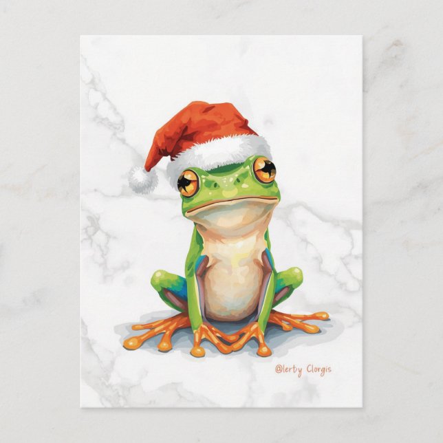 Postal Festiva Vibrant Tree Frog Christmas (Anverso)