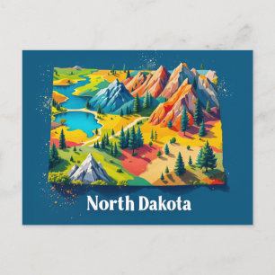 Postal Festiva Vibrante arte paisajístico de Dakota del Norte E