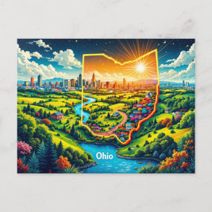 Postal Festiva Vibrante arte paisajístico de Ohio   Enfermedad co