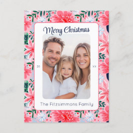 Postal Festiva Vibrante foto de Navidades tropicales rosados