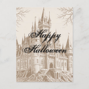 Postal Festiva Victoriano Vintage Gothic Scary Happy Halloween