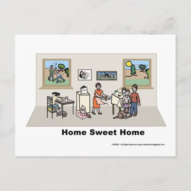 Postal Festiva Vida familiar - Hogar dulce hogar (Anverso)
