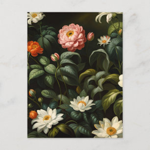 Postal Festiva Vida floral botánica vintage de jardín