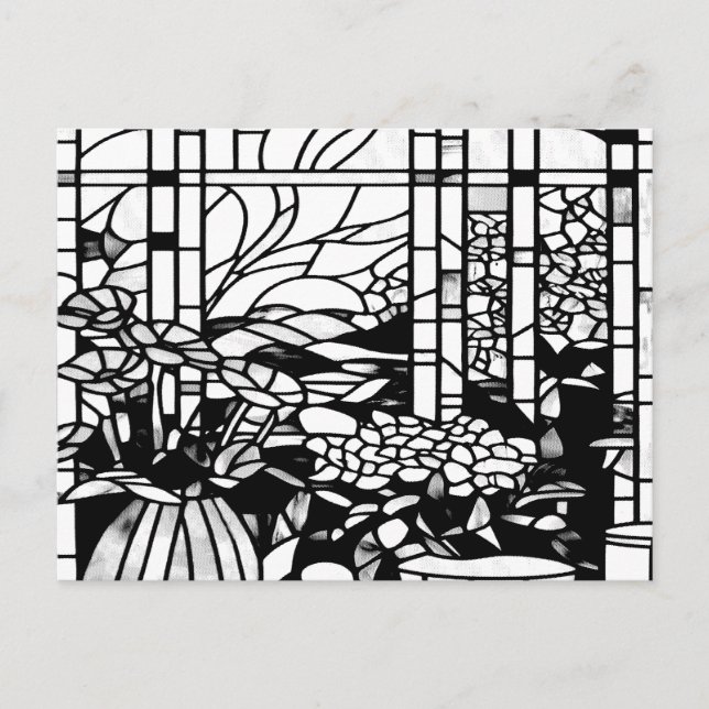 Postal Festiva Vidrio de Jardín Pintado  (Anverso)
