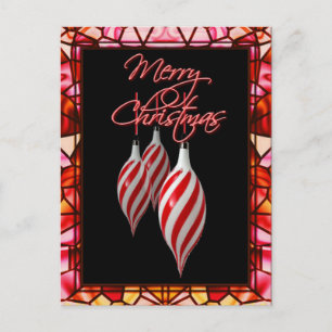 POSTAL FESTIVA VIDRIO ROJO Y BLANCO DE SHARON SHARPE