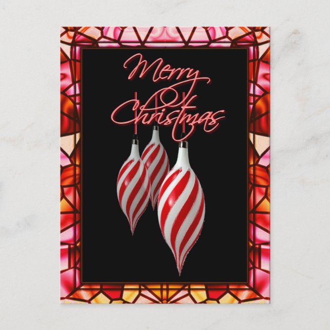 POSTAL FESTIVA VIDRIO ROJO Y BLANCO DE SHARON SHARPE (Anverso)