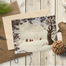 Postal Festiva Vieja escena de invierno de Navidades victorianos