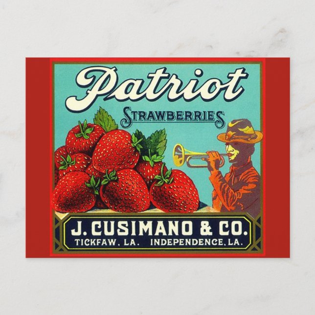 Postal Festiva Vieja publicidad fresas Independencia LA (Anverso)