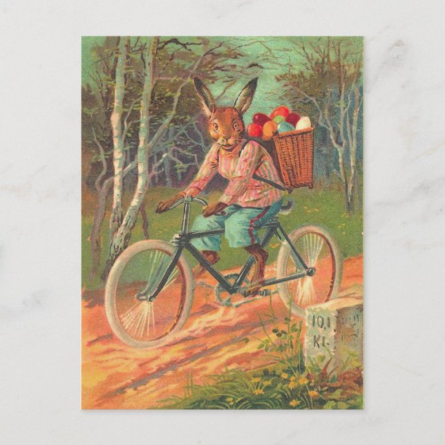 Postal Festiva Viejo Conejo de Pascua de Moda (Anverso)