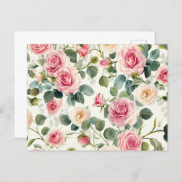 Postal Festiva Viejo Día de la Madre con rosas amarillas rosas ro