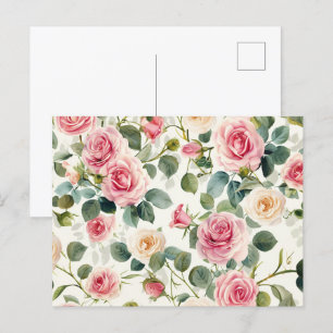 Postal Festiva Viejo Día de la Madre con rosas amarillas rosas ro