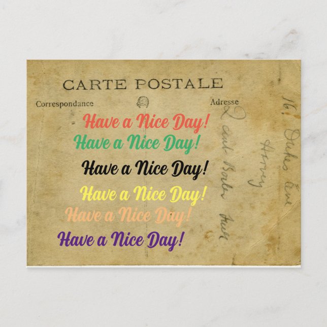 Postal Festiva Viejo Postacard Único Tenga un buen día (Anverso)