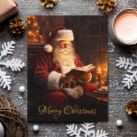 Viejo Santa leyendo un libro