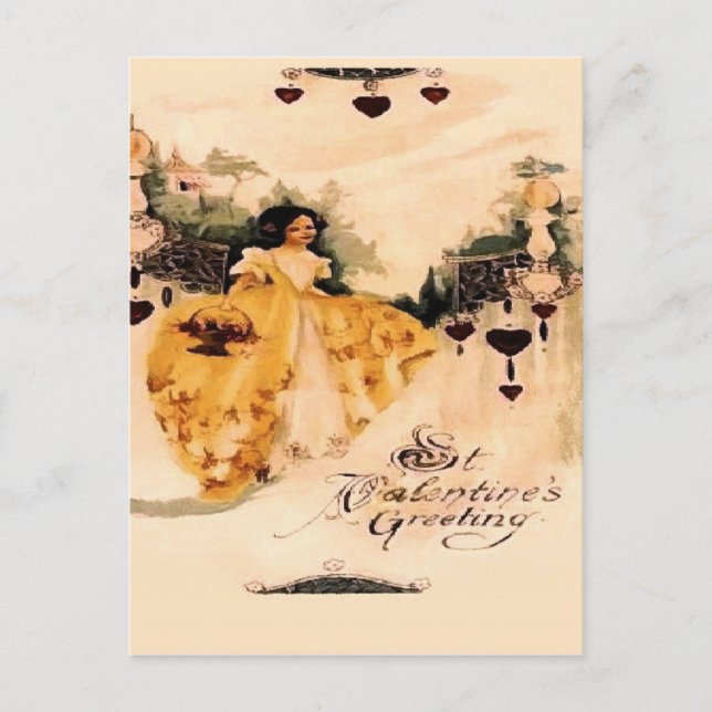 Postal Festiva Viejos saludos de San Valentín de moda (Anverso)