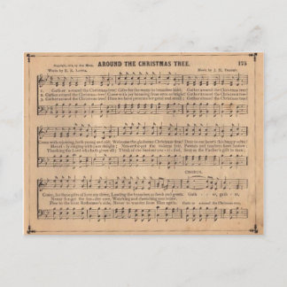 Postal Festiva Villancico del navidad: Alrededor del árbol de