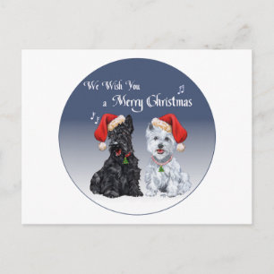 Postal Festiva Villancicos de Scottie y Westie