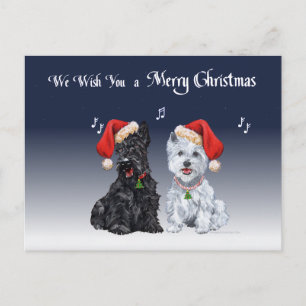 Postal Festiva Villancicos de Scottie y Westie
