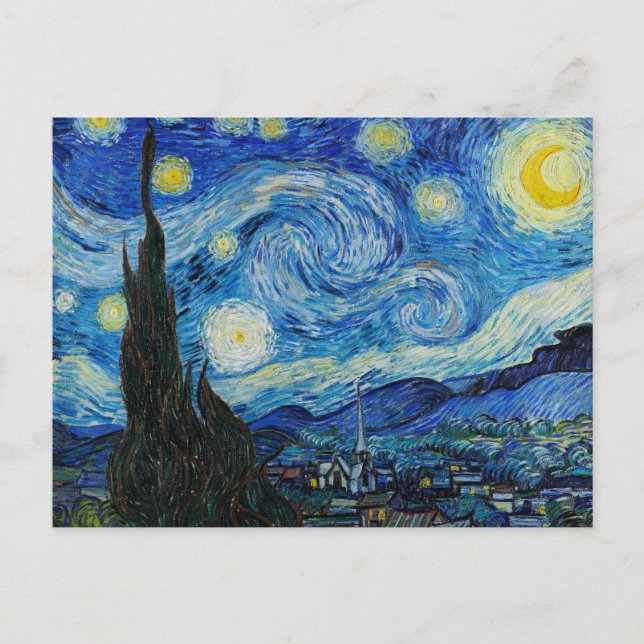 Postal Festiva Vincent Van Gogh, El Bella Artes De La Noche Starr (Anverso)