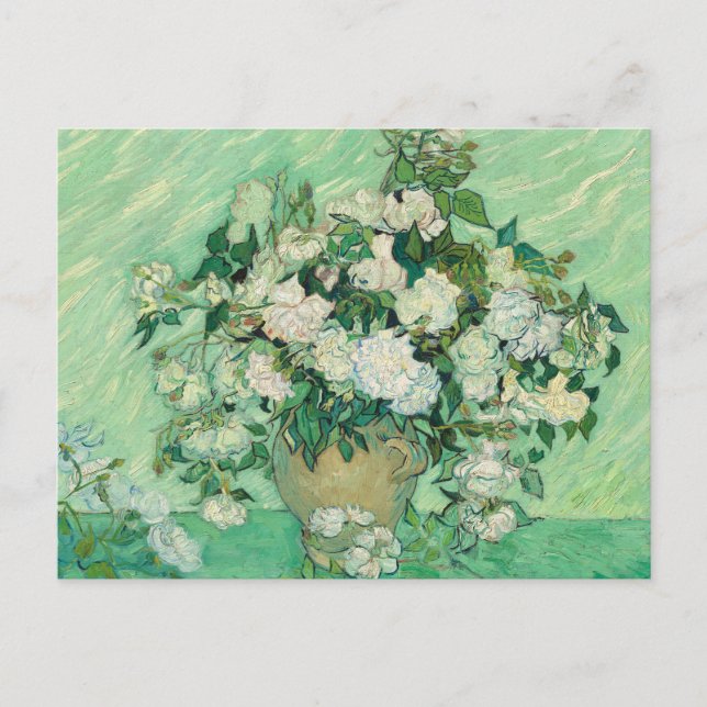 Postal Festiva Vincent van Gogh Rosas Impresionista (Anverso)