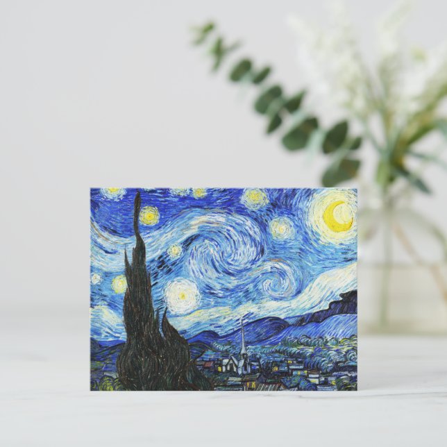 Postal Festiva Vincent Van Gogh, The Starry Night painting (Anverso de pie)