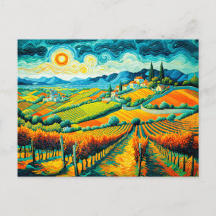 Postal Festiva Viñedos de otoño en ricos colores de cosecha